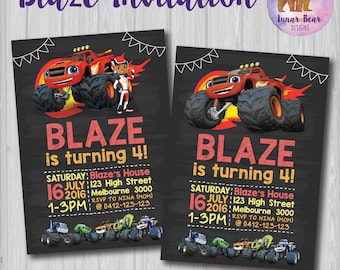 Blaze and the Monster Machines Invitation, Blaze and the Monster Machines Birthday Party, Monster Truck Invitation, Blaze and AJ, Toddler