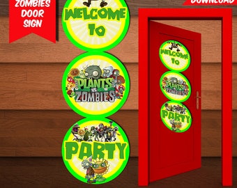 Plants VS Zombies Door Sign-Printables Plants Zombies Door Sign-Digital Plants Door Sign-Plants Zombies Party Decoration-DIGITAL DOWNLOAD