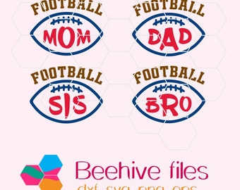Football family, Football mom, dad, sis, bro in svg, dxf, png, eps format. Instant download for Cricut and Silhouette Studio