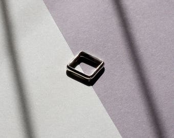 Handmade Sterling silver square ring UK size: J