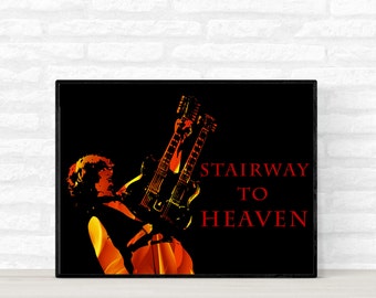 Jimmy Page Poster, Led Zeppelin Poster, Music Legend Poster, Celebrity Poster, Greates Artist Poster, Stairway to Heaven Poster