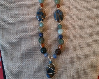 Golden Aqua Quartz, Mixed Gemstone Necklace