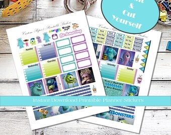 50% Off SALE \ MONSTERS INC. \ Instant Download Printable Horizontal Planner Kit \ Planner Stickers \ Scrapbook \ Journal Clip Art