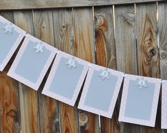 Pink & Silver Snowflake 12 Month Photo Banner- Winter Onederland