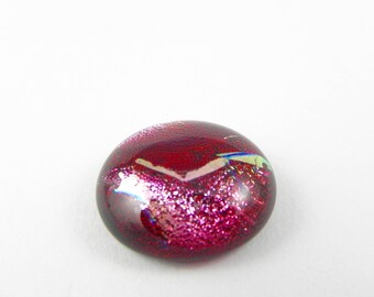 Dichroic Fused Glass Cabochon - Cranberry Pink - 1762 - 16mm x 17mm