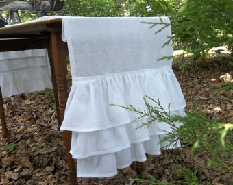 Ruffled Runner Multi Ruffle Table Runner White Ruffled Runner French Country Prairie Cottage Chic Wedding Decorations Table Decor 17x106