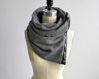 Herringbone Chunky wool circular infinity scarf