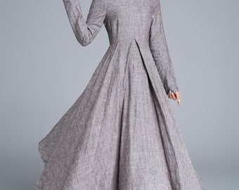Linen Tunic dress Grey dress Mini Dress Tunic top womens