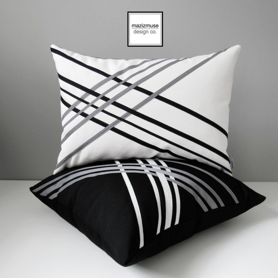 White & Black Outdoor Pillow Cover Decorative Sunbrella