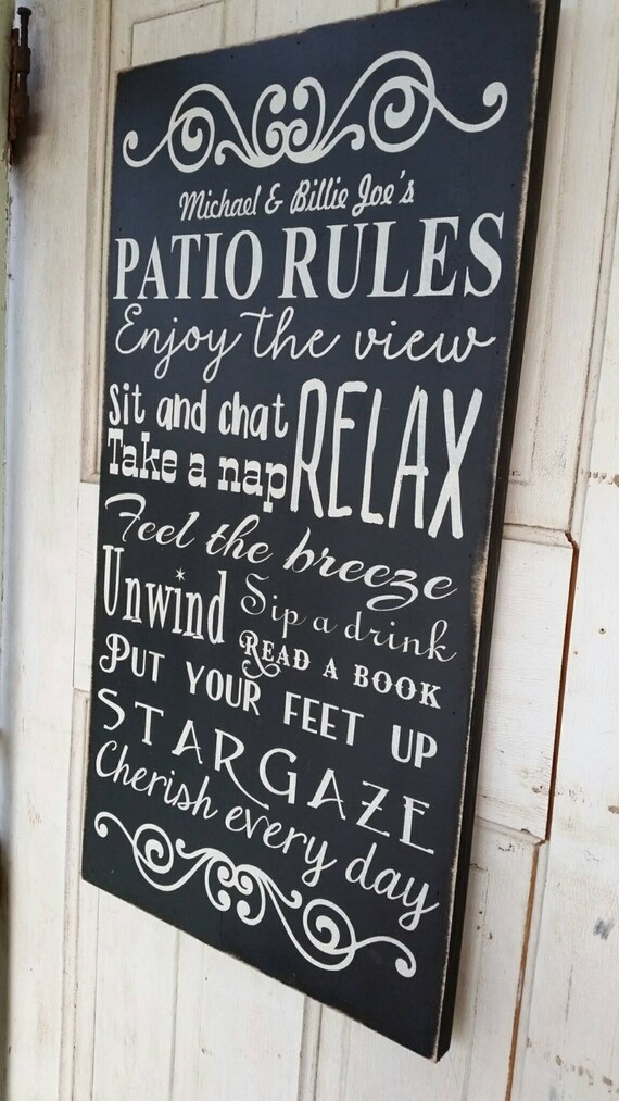 Patio Rules Sign CUSTOM Patio Extra Large Custom Rustic Rules