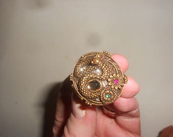 Snake Poison Ring Retro Egyptian Cleopatra Chic Bronze Compartment Beauty