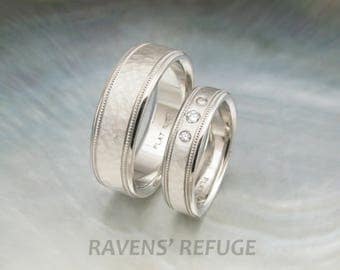 platinum his and hers wedding bands with milgrain hammered platinum wedding rings - Handmade Wedding Rings platinum his and hers wedding bands with milgrain hammered platinum wedding rings - Handmade Wedding Rings