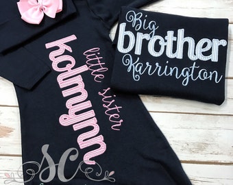 Big Brother Little Sister Set - Brother Shirts - Sister Shirts - Newborn Girl Clothes - Gender Reveal Set - Brother Shirt Shirts