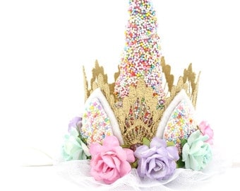 SPRINKLES|| Unicorn flower lace crown headband || Unicrown Ice Cream Party