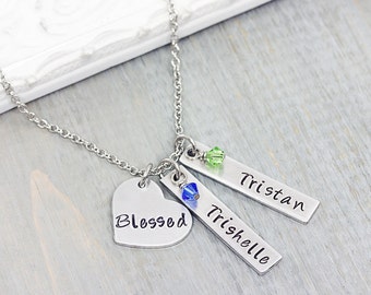 Personalized Necklace - Hand Stamped Jewelry - Mommy Necklace - Personalized Mom Necklace