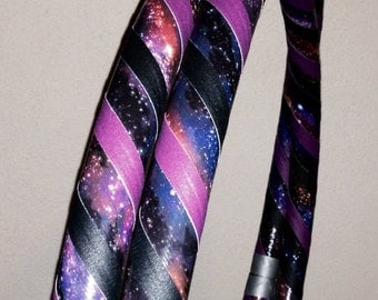 GalaXy Hula Hoop - Infinity Collapsible Hoop for Dance Fitness Fun - Purple & Black w Space Design - Any Color 100 or 125 PSI PE Beginner