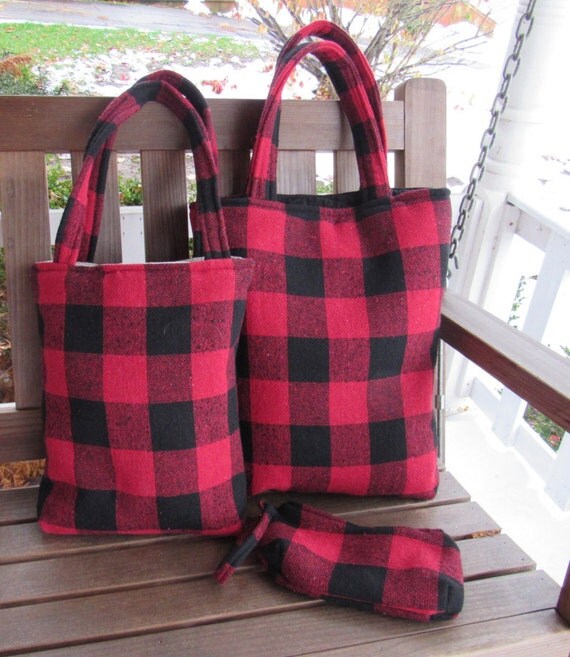 wool plaid tote