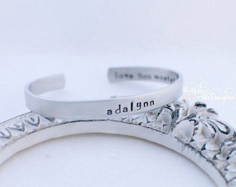 Personalized Hand Stamped Jewelry - Personalized Cuff Bracelet - Stacking Bracelets - Name Bracelet - Love you Most Mothers Day Gift