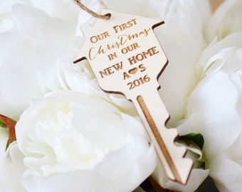 Our first Christmas in our new home ornament- personalized gift - gift under 10