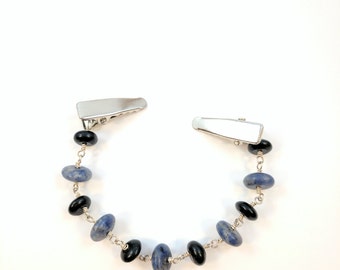 Sodalite and Onyx Sweater Clip