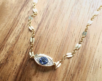 Ku'uaki Necklace - Gold Evil Eye Necklace, Protection Necklace, Evil Eye Necklace, Hamsa Necklace, Blue Eye Necklace, Hawaii Jewelry, Maui