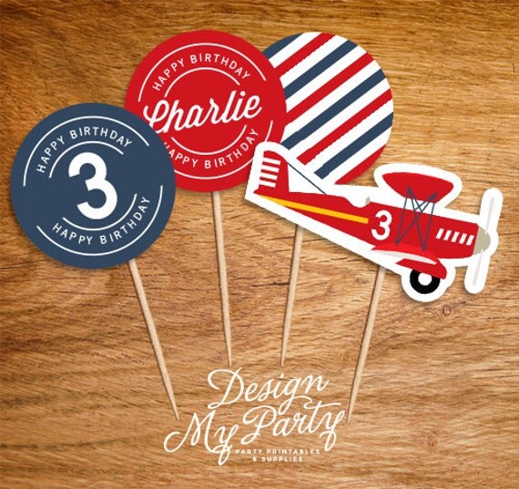 Airline Plane Cupcake Toppers Personalised by
