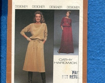 Vintage 1978 Simplicity 8652 Bateau Neckline Easy Fitting Top & Skirt Designed by Cathy Hardwick Size 10