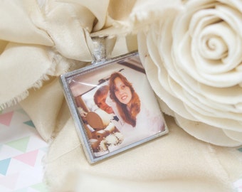 Custom Photo Bouquet Charm - Photo Bouquet Charm - Bridal Bouquet Charm - Wedding Photo Charm - Silver Bouquet Charm - 25 mm / 1 in Square