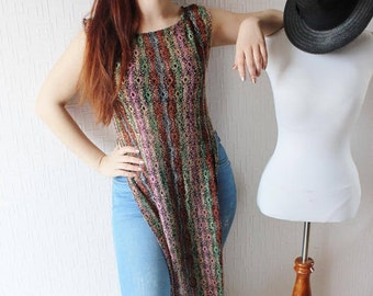 Asymmetric tunic ~ Bright tunic ~ Long blouse ~ Everyday shirt ~ Open sides shirt ~ African print top ~ Long bright shirt ~ Bright shirt