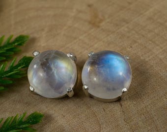 Rainbow Moonstone Sterling Silver Earrings