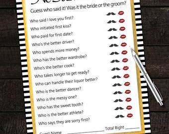 He Said She Bridal Shower Game He Said She Bridal Shower Game
