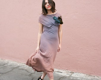 1930s vintage crepe ombre plum gown | S/M