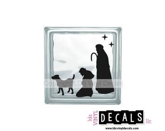 Nativity Scene (Shepherds) - Christmas Vinyl Lettering for Glass Blocks - Craft Decals - Baby Jesus