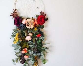 Floral Dream catcher, Dream catcher, Dream catcher Wall Hanging, Bohemian Dreamcatcher, Nursery Dream catcher, Flower Dreamcatcher, Modern