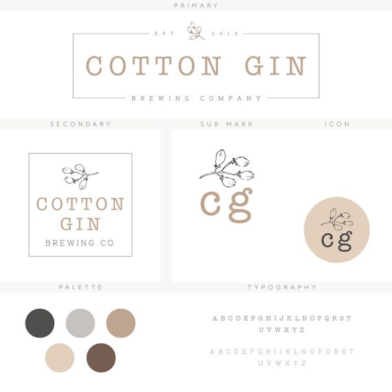 premade branding package cotton gin logo design kit