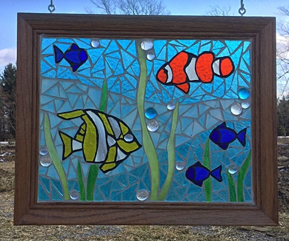 Stained Glass Tropical Fish Mosaic Aquarium Stained Glass