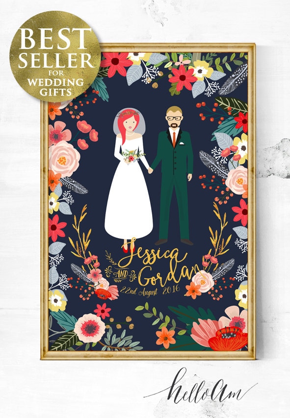 Unique wedding gift - Wedding gift ideas - Gift for her - Wedding illustration - Wedding portrait - Wedding gift - Couple portrait