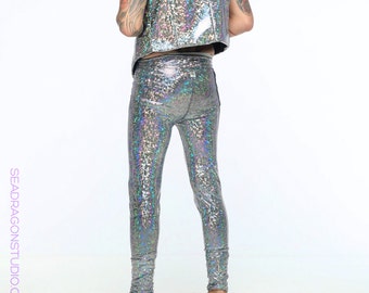 Holographic Meggings | 13 Colors | Burning Man Costume, Mens Leggings, Mens Festival Clothes, Mens Tights, Leggings for Men