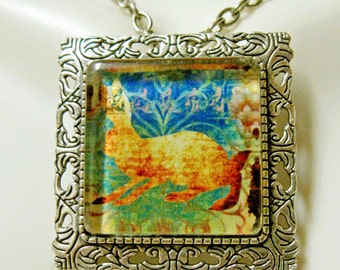 Rabbit convertible pendant or brooch with chain - WAP35-006