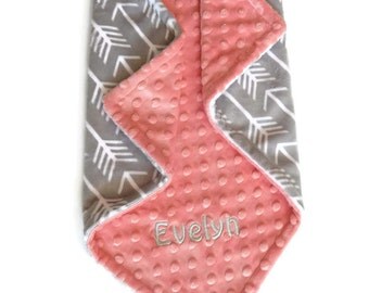 Personalized Baby Blanket, Minky Baby Blanket, Baby Blanket with Name, Arrow Baby Blanket, Gray Arrow Blanket, Personalized Minky Blanket