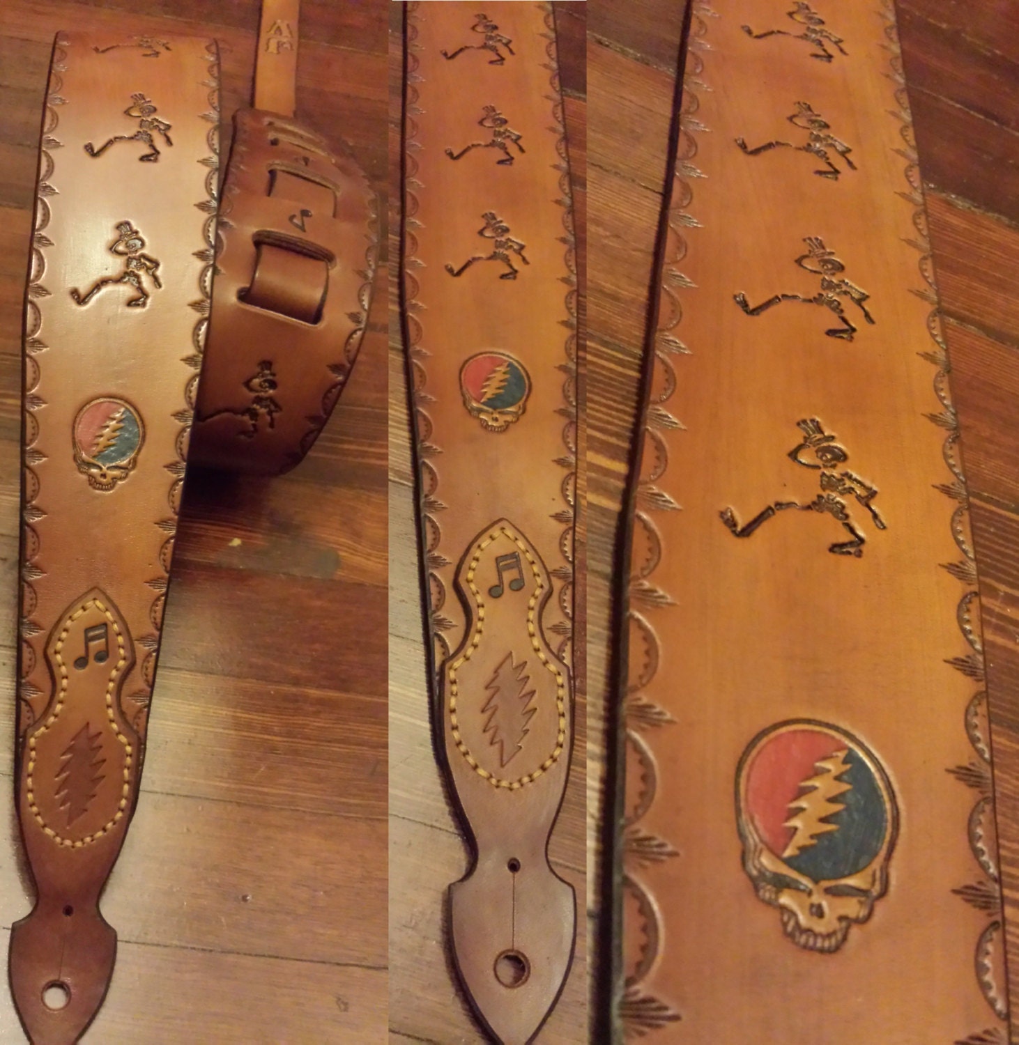 Custom Leather Grateful Dead Guitar Strap