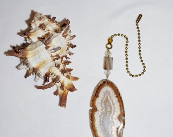 Brown Agate Slice, Ceiling Fan Pull, Agate Gifts, Protective Stone, Stone Fan Pull, Handcrafted Gifts, Unique Housewarming Gift