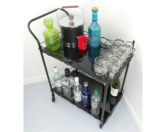 bar cart black serving cart tea coffee station rolling storage shelves glass shelf entertaining dining room - Dining Room Serving Carts bar cart black serving cart tea coffee station rolling storage shelves glass shelf entertaining dining room - Dining Room Serving Carts