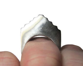 Vintage Modernist Mexican Sterling Pyramid Ring Size 7.5