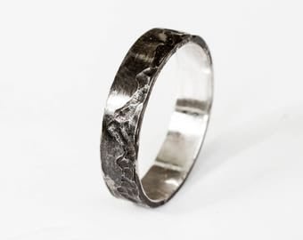 Mountain sterling silver mens wedding band, sterling silver wedding ring, mountain ring