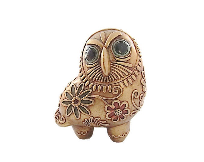 1969 Gold Own Chalkware | Progressive Art | Vintage Gold Owl | Chalkware Owl