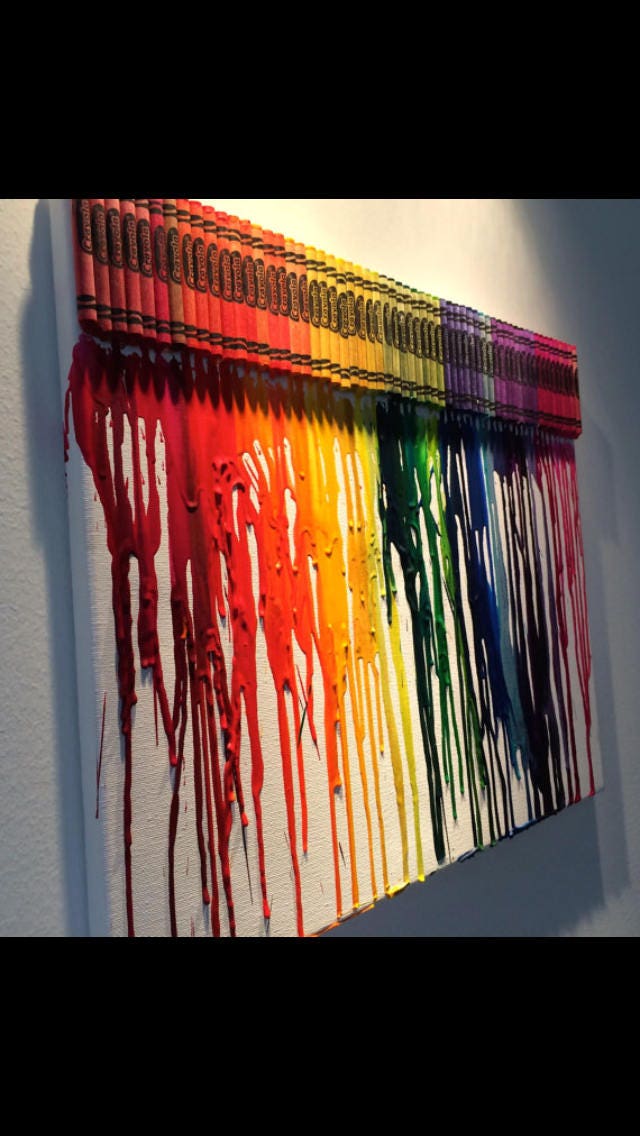 Melted Crayon Art on Canvas Great for Playroom/ Art Room