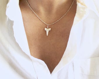 Genuine Shark Tooth Necklace On Delicate Satellite Chain