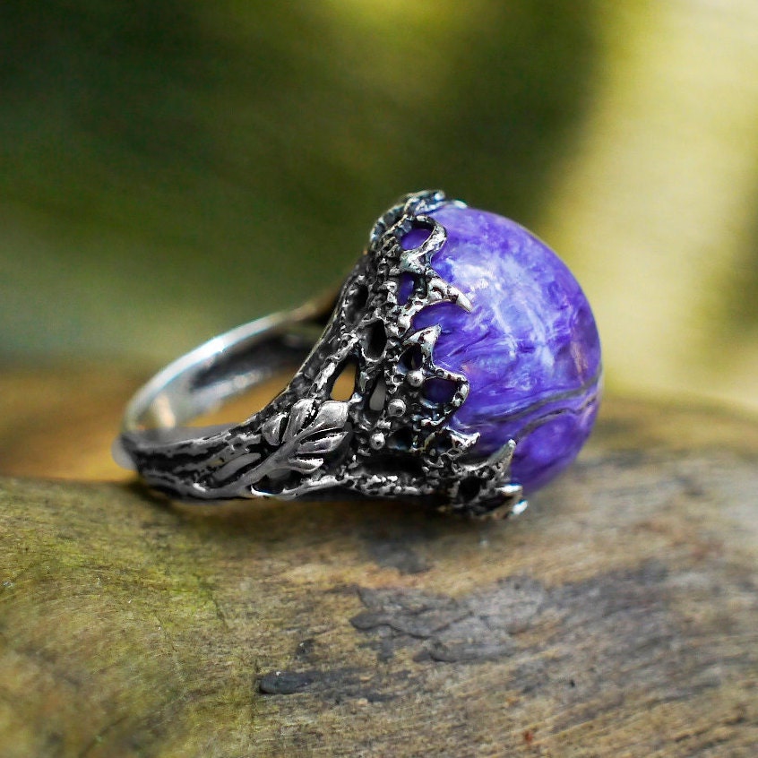 Sterling Silver Charoite Ring Celeste MADE TO