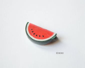 Mini Watermelon Brooch, Polymer Clay Watermelon Brooch, Watermelon Pin, Polymer Clay Fruit Brooch, Fruit Jewelry,Mini Fruit Pin, Melon Slice